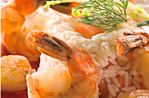 Crevettes et petoncles sauce aux framboises