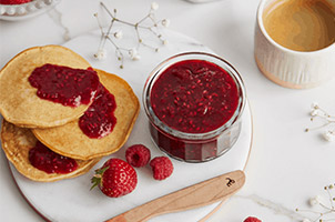 Confiture de fraises & de framboises à l’érable