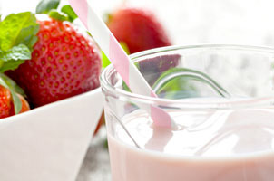 Lait fouetté aux fraises